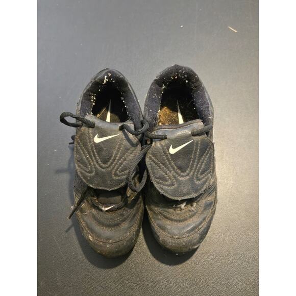 Nike Baseball Cleats Youth 1Y Black Lace Cover Molded Studs Used Vintage 90s - Picture 1 of 6